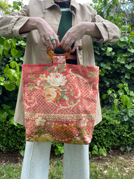 Glory luxe tote: Garden + tortoise shell resin handles