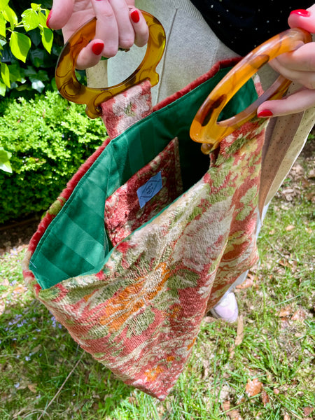 Glory luxe tote: Garden + tortoise shell resin handles