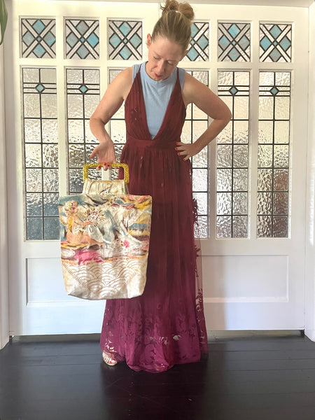 Glory luxe tote: Cherubs + floral + & gold glitter