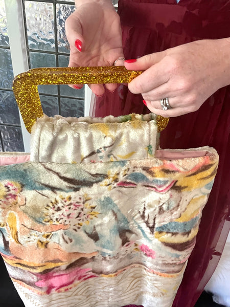 Glory luxe tote: Cherubs + floral + & gold glitter