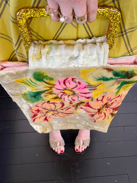 Glory luxe tote: Cherubs + floral + & gold glitter