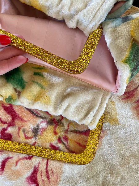 Glory luxe tote: Cherubs + floral + & gold glitter