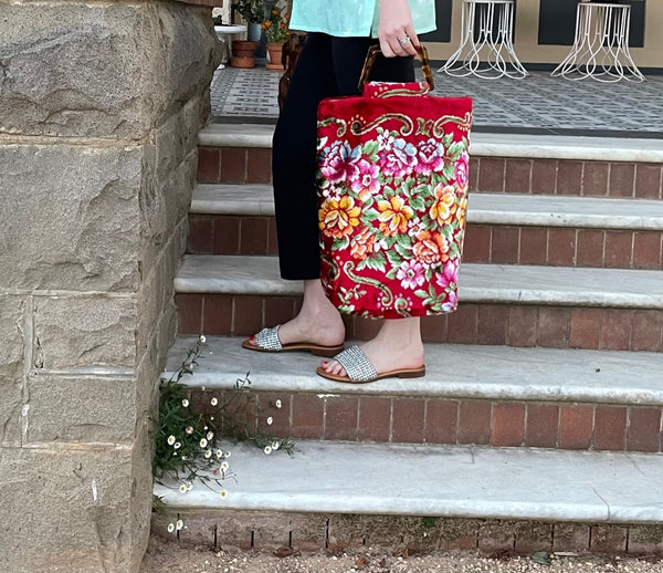 Glory luxe tote: Flowers + tortoise shell