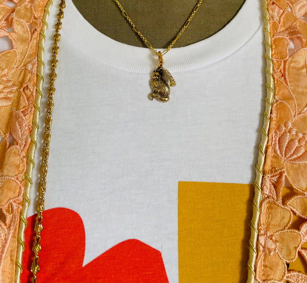 Kitty & bowl necklace