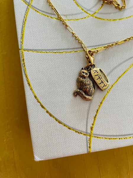 Kitty & bowl necklace