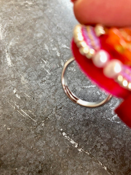 one-of-a-kind cocktail ring +orange & pink