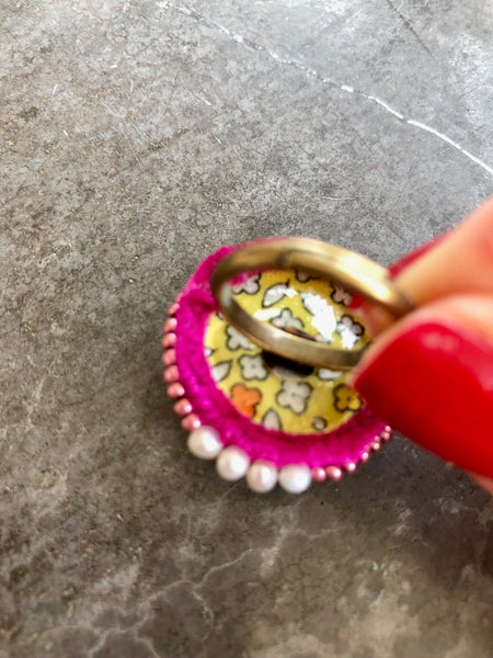 one-of-a-kind cocktail ring + gold & pink