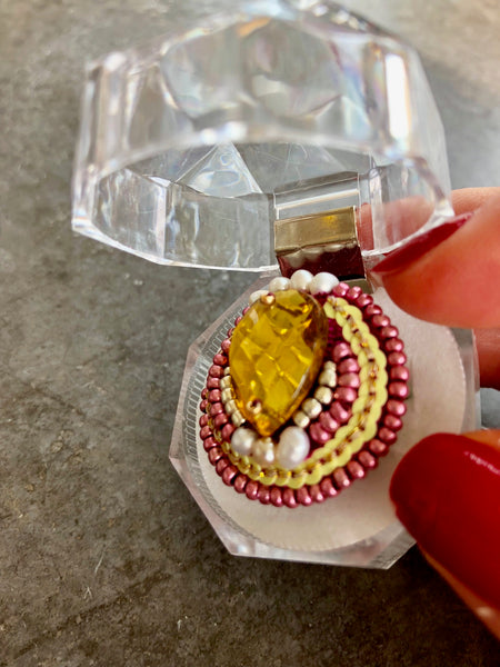 one-of-a-kind cocktail ring + gold & pink