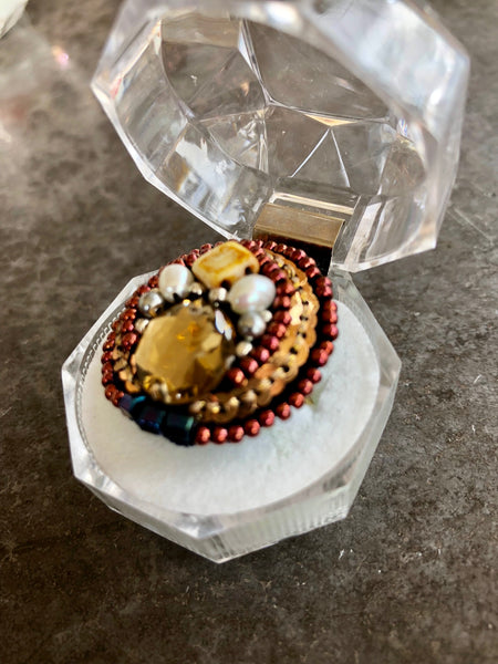 one-of-a-kind cocktail ring + gold & brass