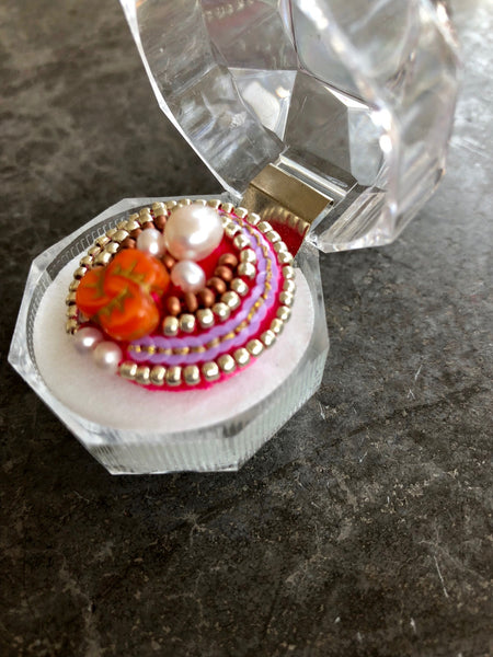 one-of-a-kind cocktail ring +orange & pink
