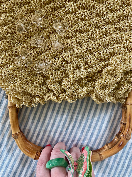 Vintage bamboo bag + Spring flowers