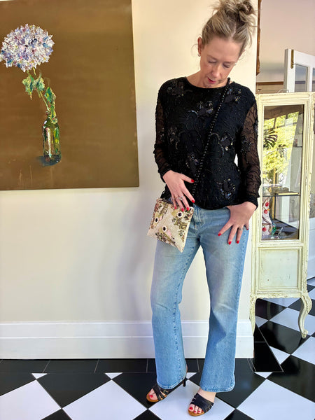 Vintage tapestry bag + flower motifs