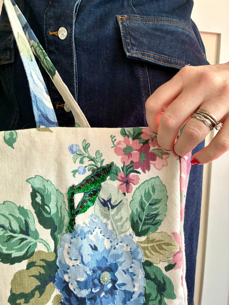 Hand-stitched bouquet tote