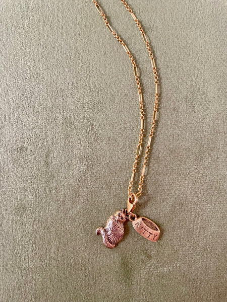Kitty & bowl necklace