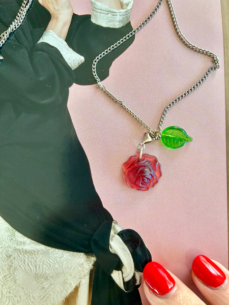 Vintage Swarovski rose pendant