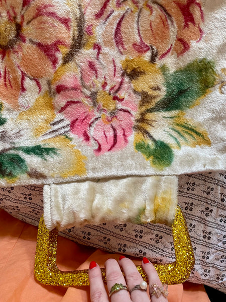 Glory luxe tote: Cherubs + floral + & gold glitter
