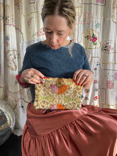 Italian velvet clutch - window to my heart
