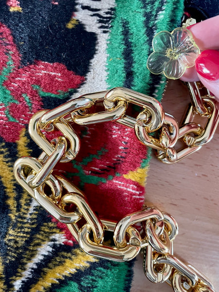 Italian velvet: botanical+ gold chain