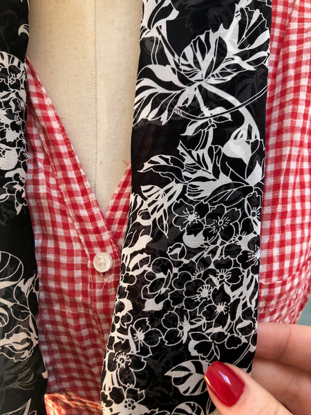 black and white floral
