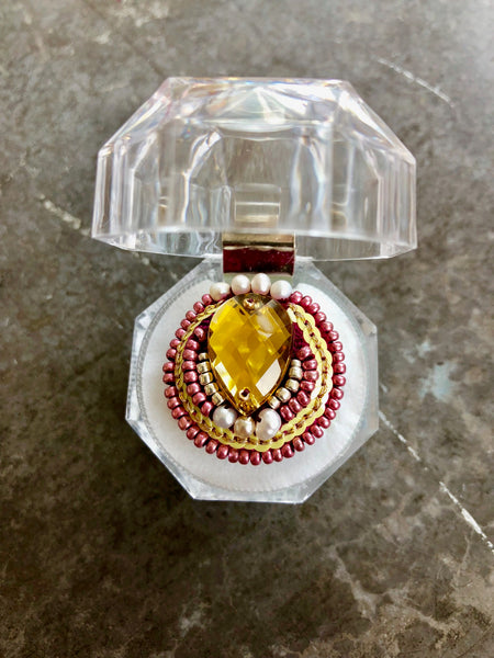 one-of-a-kind cocktail ring + gold & pink