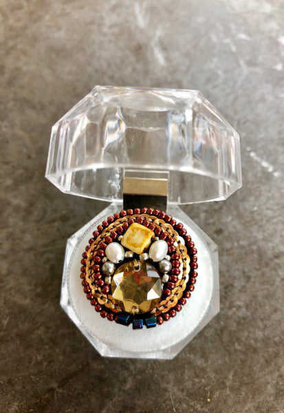 one-of-a-kind cocktail ring + gold & brass