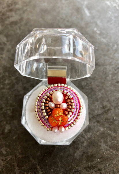 one-of-a-kind cocktail ring +orange & pink