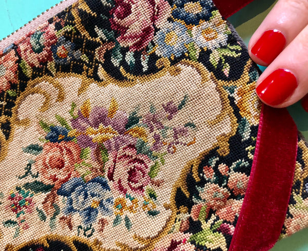 vintage tapestry with maroon