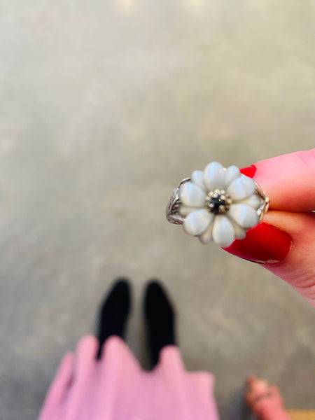 Mother of pearl statement ring