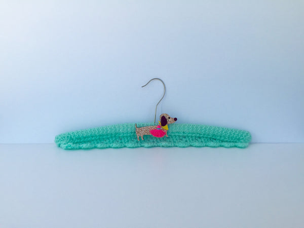 sausage dog bling aqua hanger