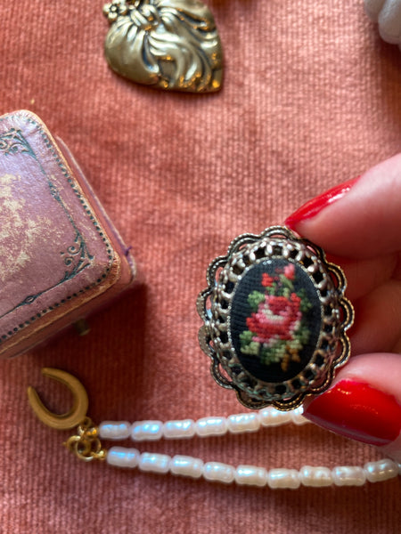 Embroidered costume ring