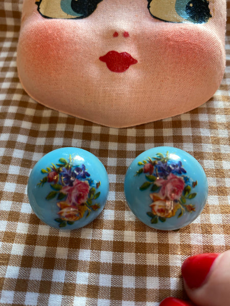 Bloom blue vintage earrings